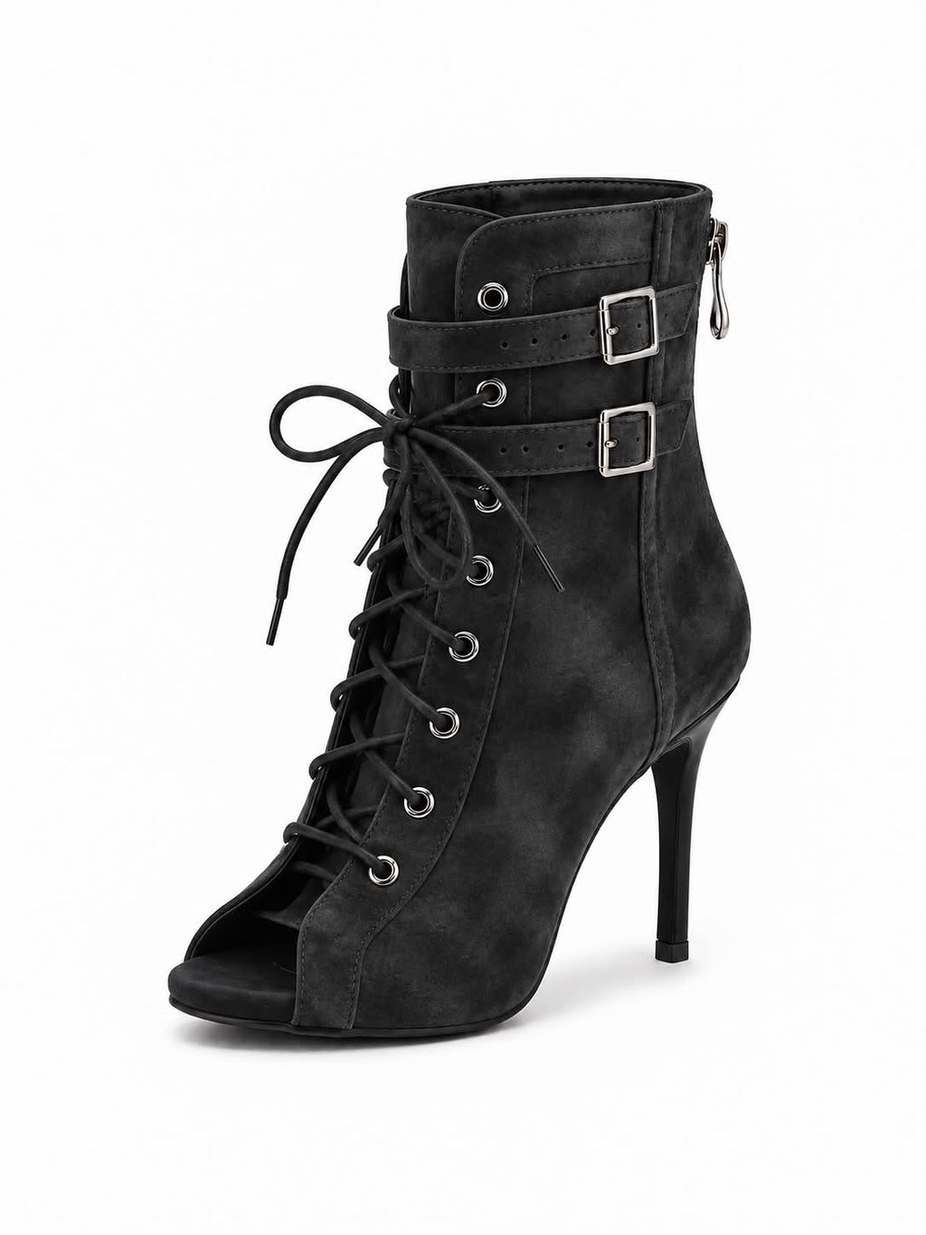 Ankle-FLEXIBLE-FIT-Boots PU-Suede-Elastic Black