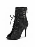 Ankle-FLEXIBLE-FIT-Boots PU-Suede-Elastic Black