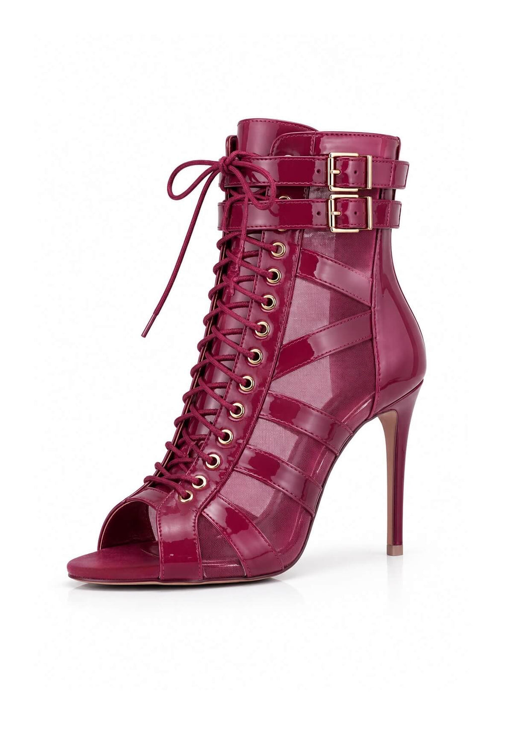 Ankle-Boots Line-Mesh Burgundy