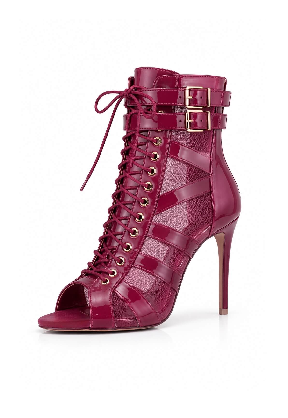 Ankle-Boots Line-Mesh Burgundy