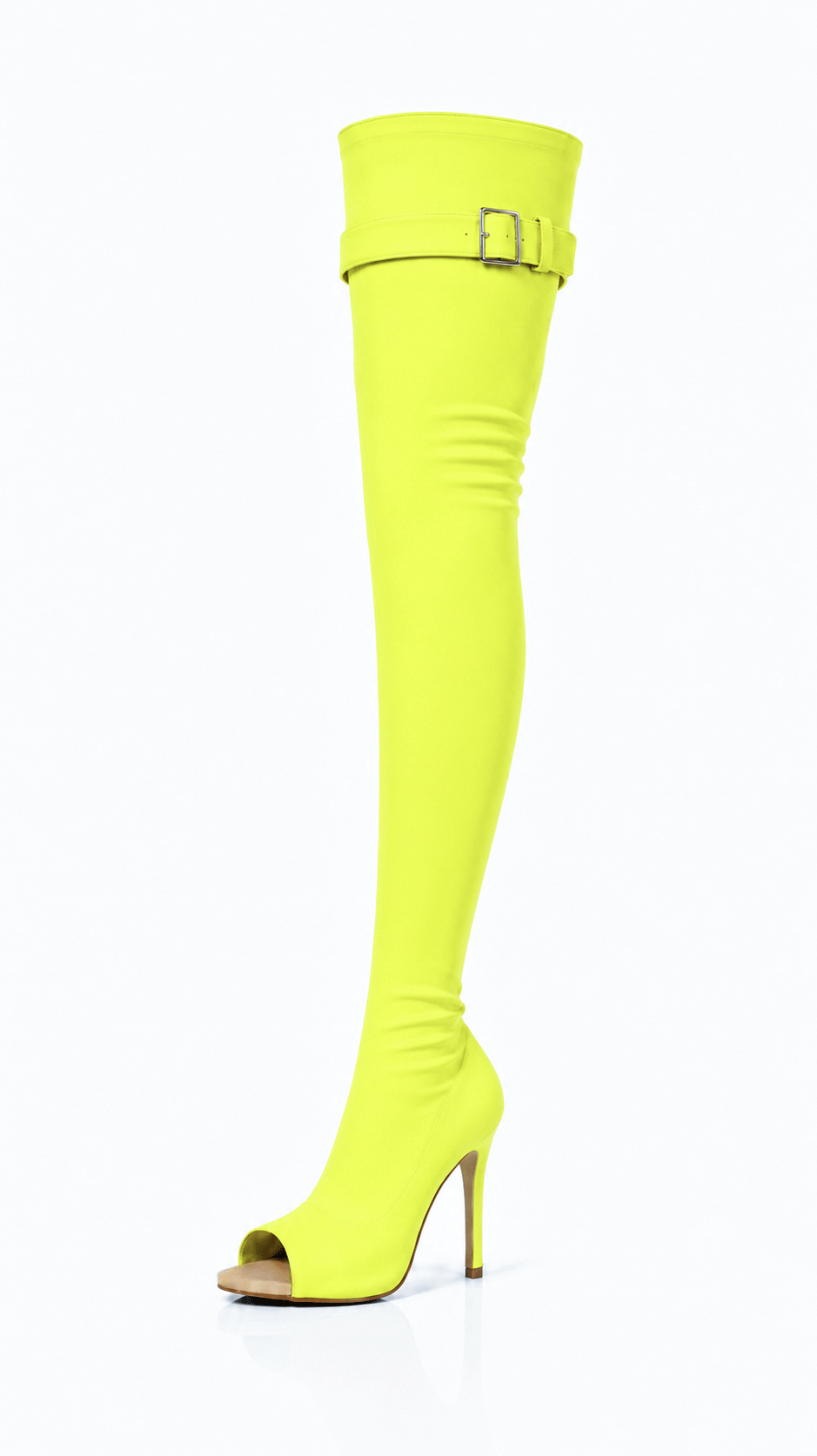 Over-Knee Second-Skin Elastic Boots Back-Laces Yellow