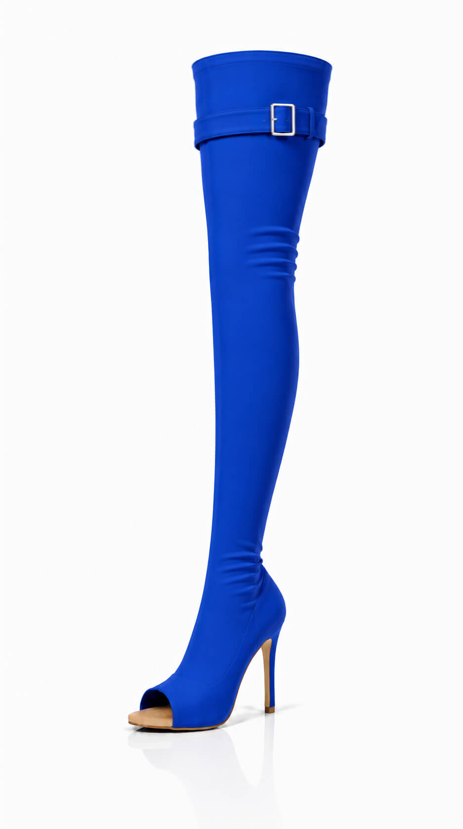 Over-Knee Second-Skin Elastic Boots Back-Laces Blue