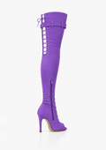 Over-Knee Second-Skin Elastic Boots Back-Laces Purple
