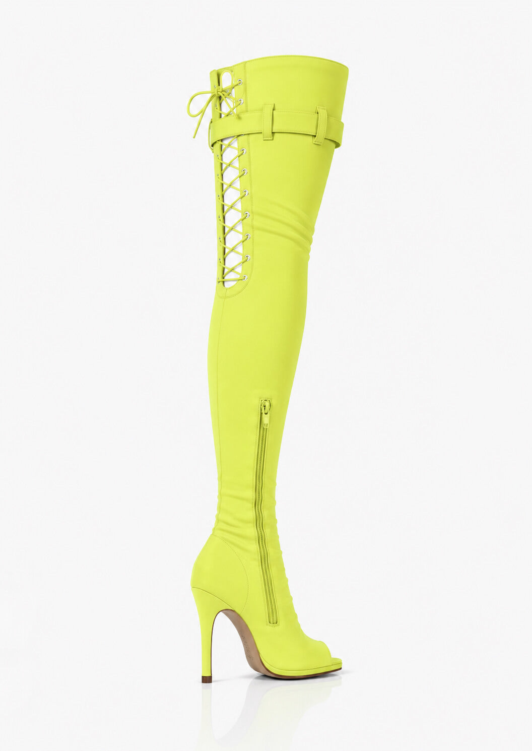 Over-Knee Second-Skin Elastic Boots Back-Laces Hot Pink