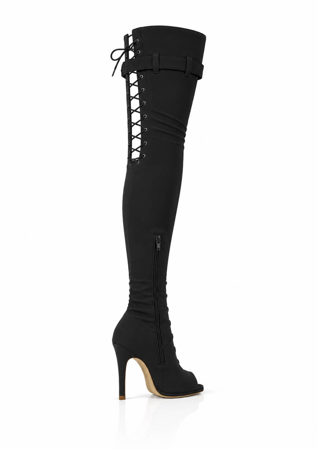 Over-Knee Second-Skin Elastic Boots Back-Laces Hot Pink