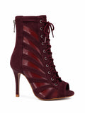 Ankle-SUPPORTIVE-FIT-Boots-PU-Leather-Suede-Latex - Burgundy