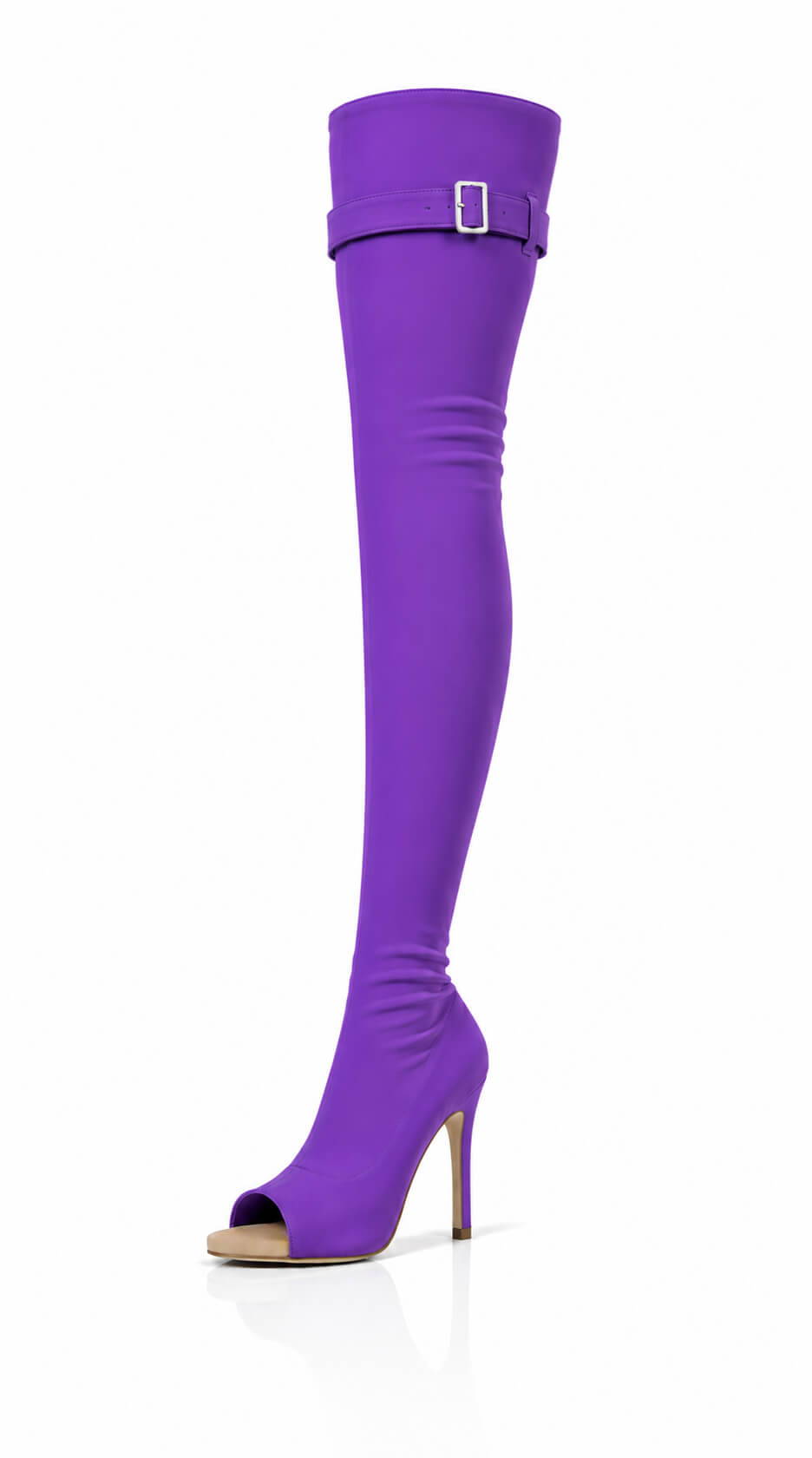 Over-Knee Second-Skin Elastic Boots Back-Laces Purple