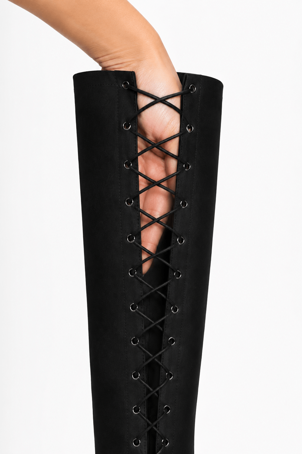 Over-Knee Elastic Boots Side-Laces - Black