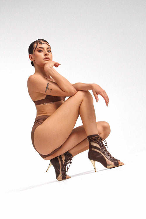 Ankle-Boots GOLDEN-HEEL PU-Leather Brown