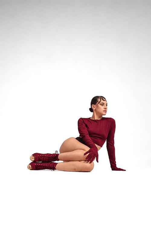 Ankle-FLEXIBLE-FIT-Boots High-Elastic Fabric - Burgundy
