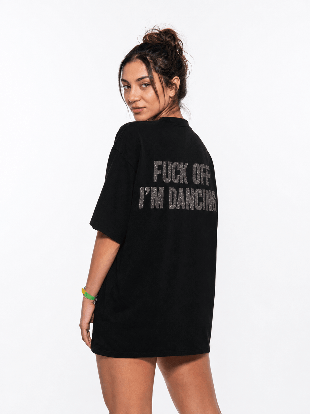 Oversized T-shirt "FUc OFF I'M DANCING" - BLACK
