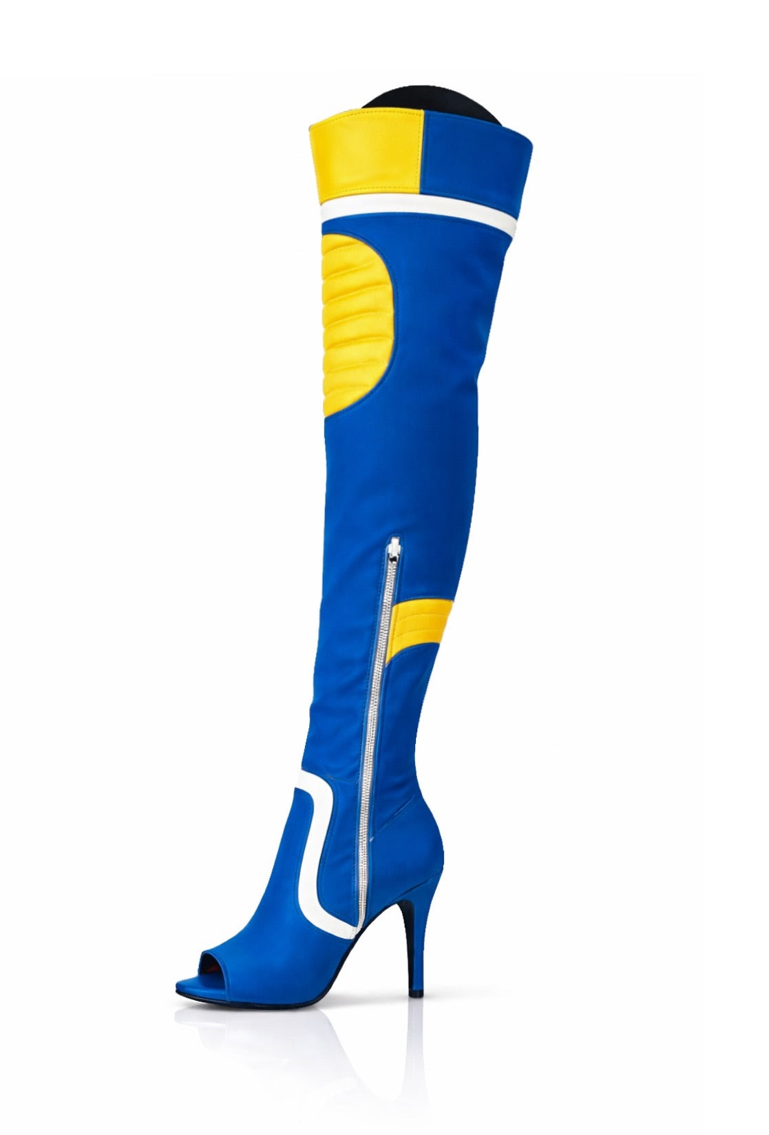 KNEE-PAD Elastic-Fabric Boots Blue-Yellow