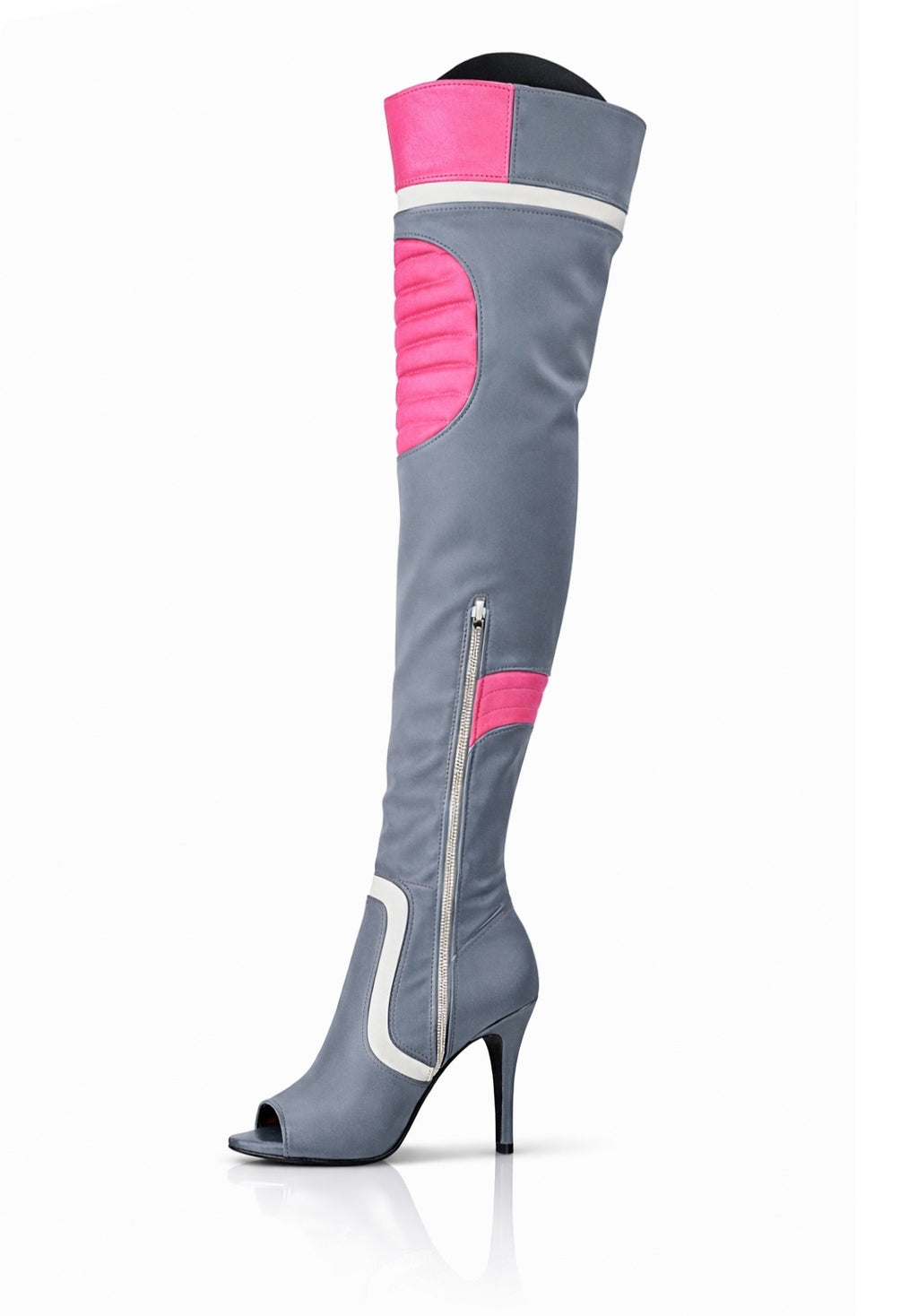 KNEE-PAD Elastic-Fabric Boots Grey-Pink