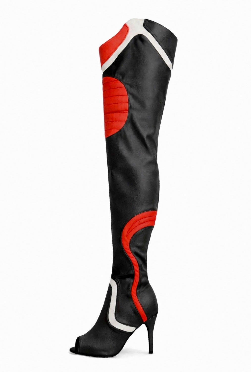 KNEE-PAD Elastic-Fabric Boots Black-Red