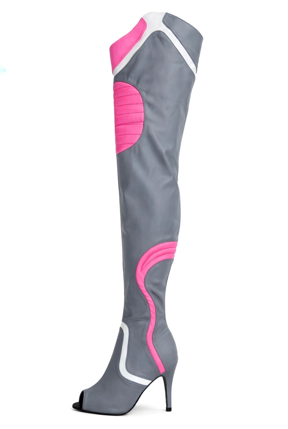 KNEE-PAD Elastic-Fabric Boots Grey-Pink