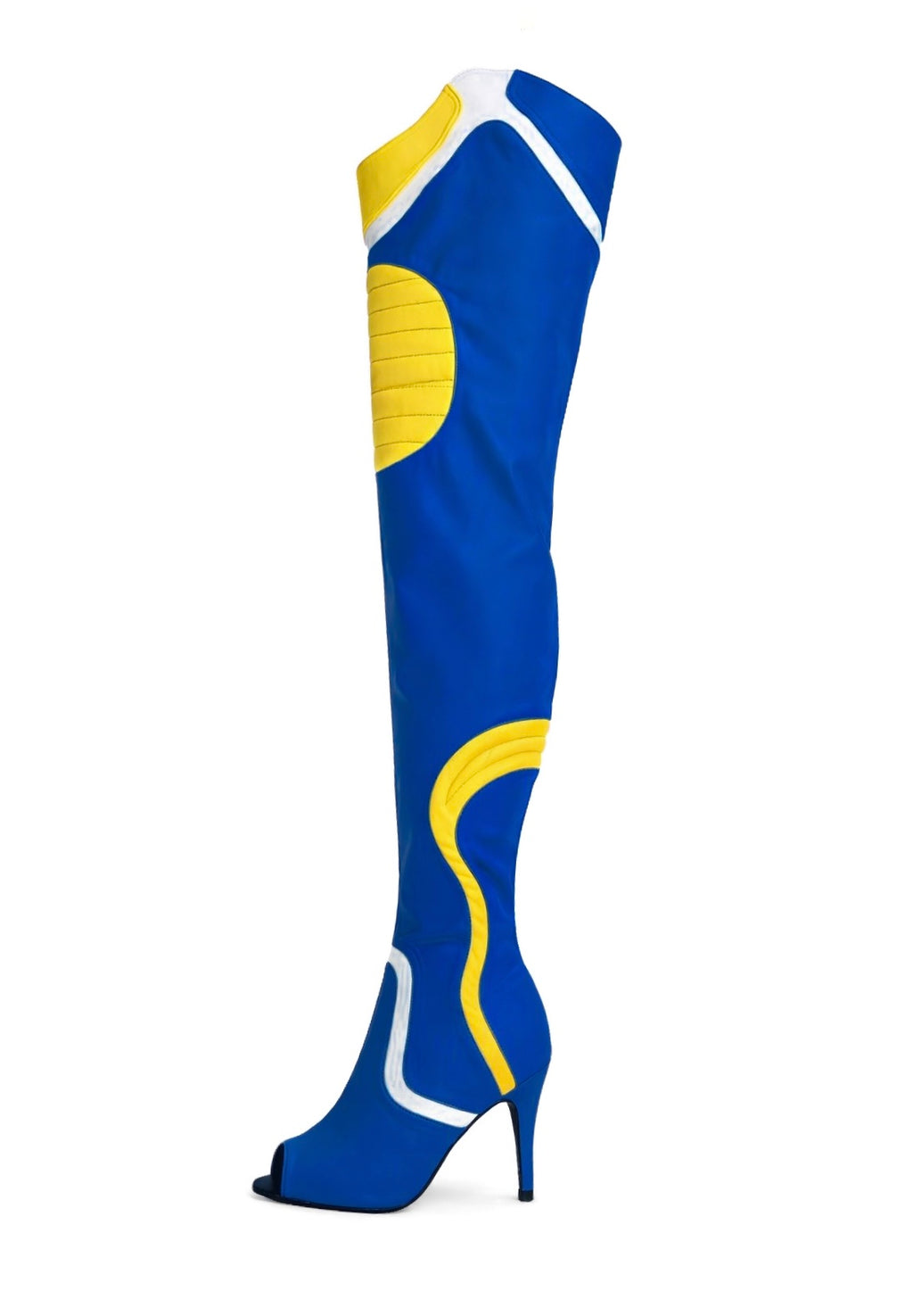 KNEE-PAD Elastic-Fabric Boots Blue-Yellow