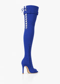 Over-Knee Second-Skin Elastic Boots Back-Laces Blue