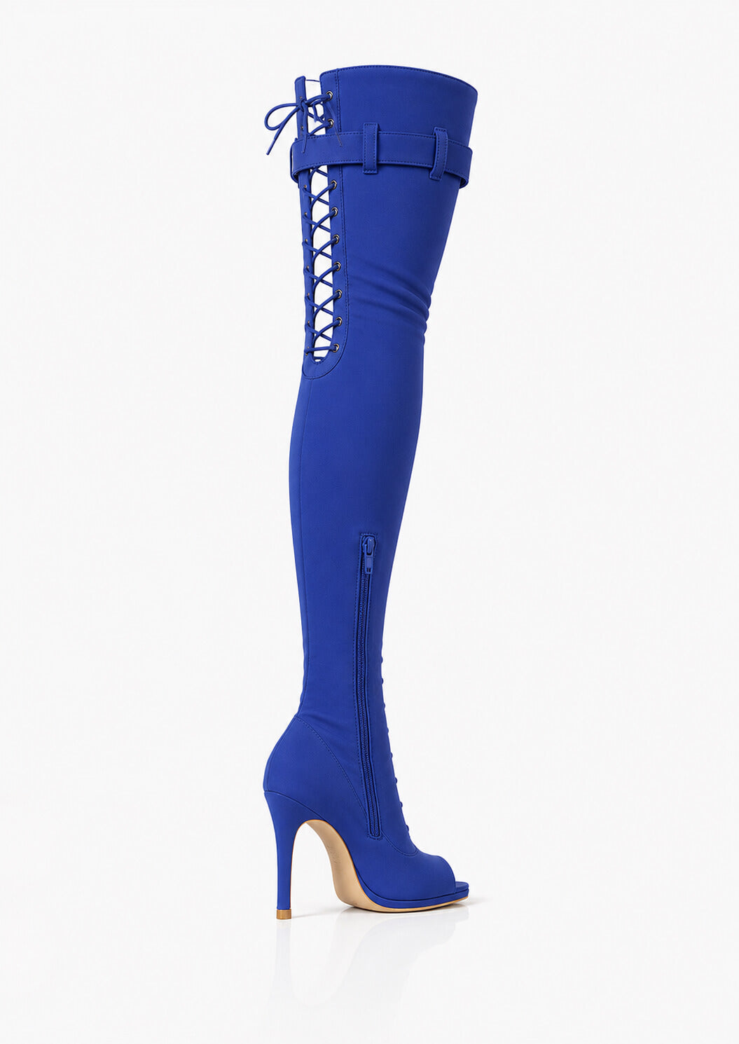 Over-Knee Second-Skin Elastic Boots Back-Laces Hot Pink