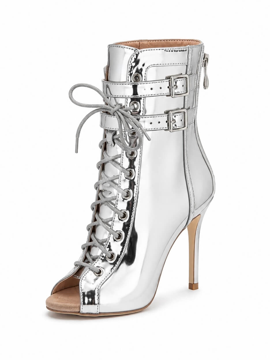 Ankle-Boots Latex Silver