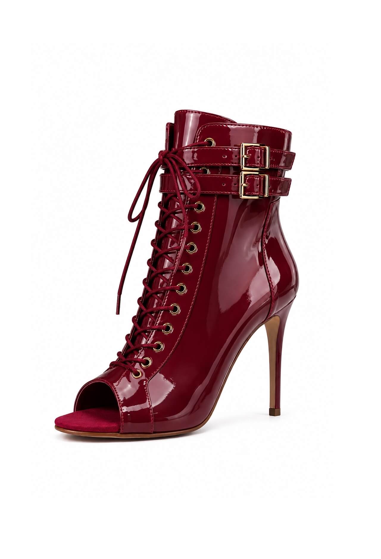 Ankle-Boots Latex Burgundy